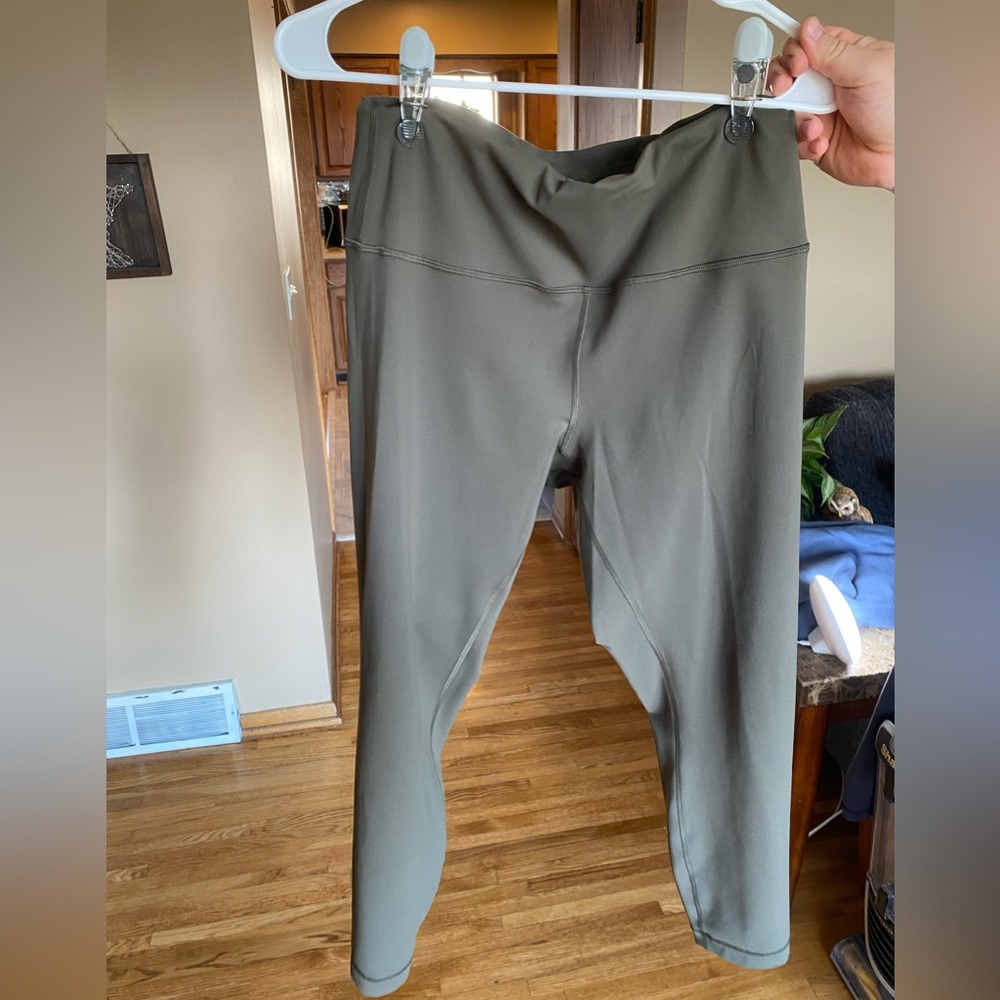Lululemon Wunder Train Olive Green Leggings size: 12 length: 25”